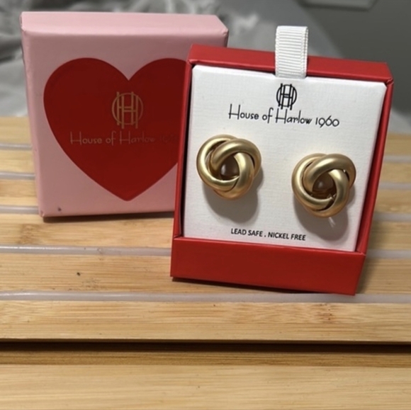 House of Harlow 1960 Jewelry - House of Harlow Goldtone Knot Earrings